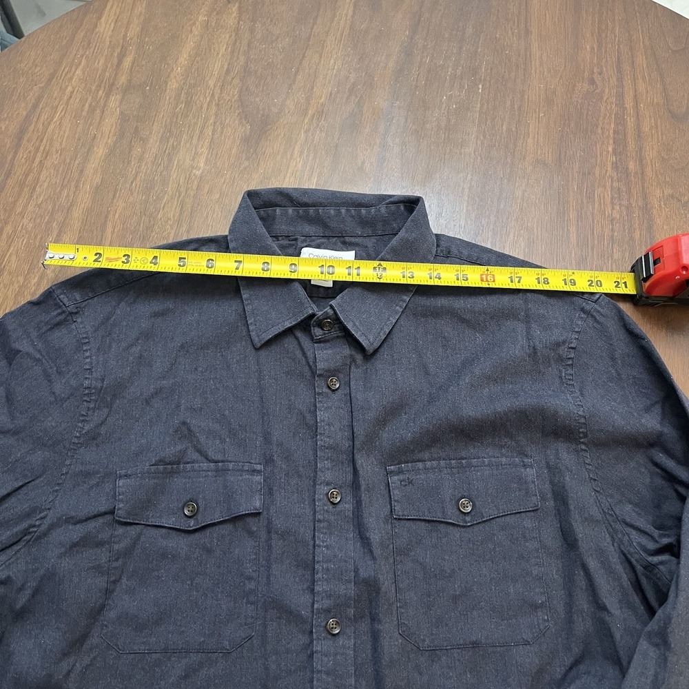 Calvin Klein Mens Button Down Dress Shirt Blue Long Sleeve Size XXL - Picture 10 of 13